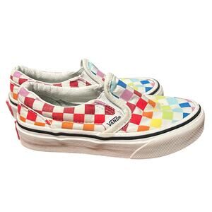 VANS Shoes Kids Youth Size 11 Rainbow Checkerboard Slip On Sneakers Low Top